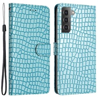 Stand i PU-läder för Samsung Galaxy S23 Crocodile Texture telefonplånboksfodral med handrem