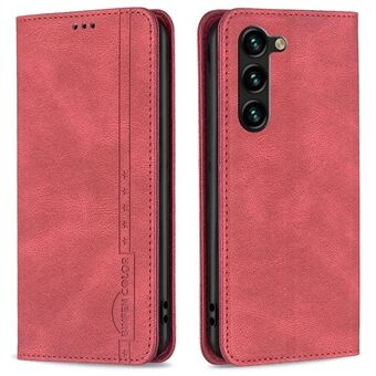 BINFEN COLOR BF Leather Series-5 telefonfodral för Samsung Galaxy S23+, RFID Blocking Style-08 Stand Anti- Scratch Flip Läder plånboksfodral