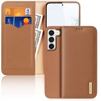 DUX DUCIS Hivo-serien Stötsäkert fodral för Samsung Galaxy S23+ plånbokstelefonfodral RFID-blockerande Folio Flip Cover Stand i äkta läder