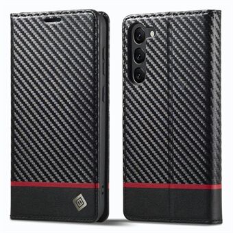 LC.IMEEKE för Samsung Galaxy S23+ Carbon Fiber Texture PU-läder plånbok Telefonfodral Fullt skydd Stand