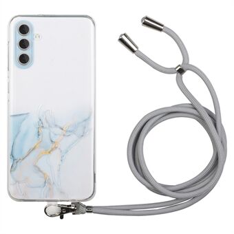 Telefonfodral för Samsung Galaxy S23+, marmormönsterprägling TPU-skydd för mobiltelefonskal med nyckelband