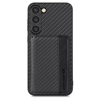 För Samsung Galaxy S23+ Carbon Fiber Texture Anti-chock telefonfodral Magnetisk RFID-blockerande plånbok Scratch telefonfodral Kickstand