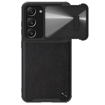 NILLKIN telefonfodral för Samsung Galaxy S23+, skjutkameraskydd PU-läder + PC + TPU-telefonfodral - Svart