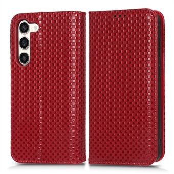 För Samsung Galaxy S23+ magnetiskt autoabsorberat Stand Grid Texture PU-läder Telefonplånboksfodral