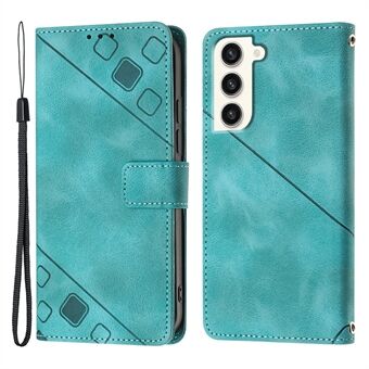 Skyddande telefonfodral för Samsung Galaxy S23+, PT005 YB Imprinting Series-6 Skin Touch Leather Flip Wallet-fodral