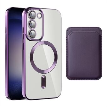 För Samsung Galaxy S23+ Magnetisk telefonfodral TPU + PC Klart telefonfodral med korthållare