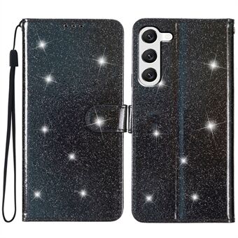 För Samsung Galaxy S23+ Anti-dropp glittrigt PU-läderfodral Folio Flip Stand Telefonskydd