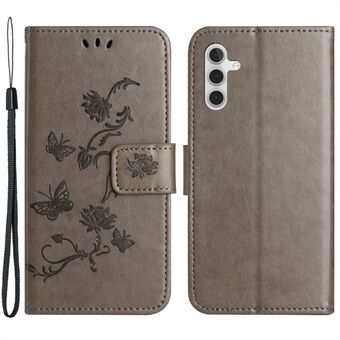 För Samsung Galaxy A54 5G plånbok PU-läder telefonfodral Robust Stand med tryckt fjärilsblommönster Smartphone skal