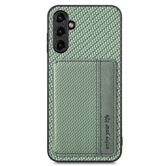 För Samsung Galaxy A54 5G Carbon Fiber Texture RFID-blockerande telefonfodral Plånbok Kickstand PU-läderbelagd TPU magnetiskt skydd