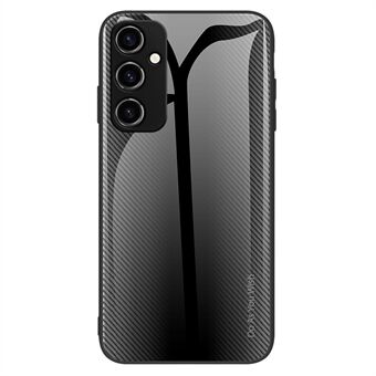 För Samsung Galaxy A54 5G härdat glas, mjukt TPU telefonfodral kolfibertextur telefonskal