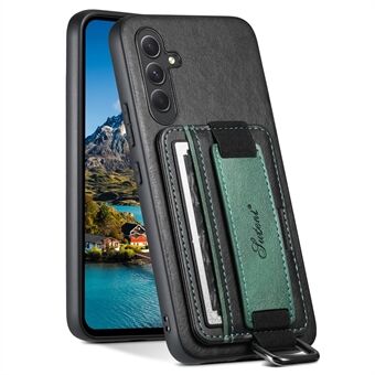 SUTENI H13 Korthållare Telefonskal för Samsung Galaxy A54 5G Läderbelagd PC+TPU Kickstand-fodral med handrem