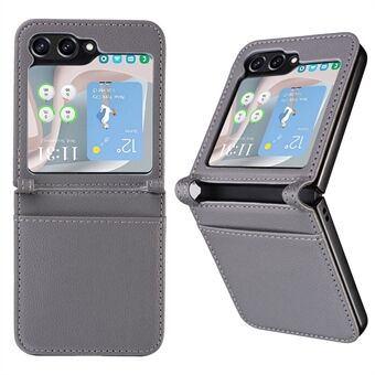 För Samsung Galaxy Z Flip5 5G Litchi Texture i ett stycke telefonfodral PU-läder + PC-kortplatsskydd