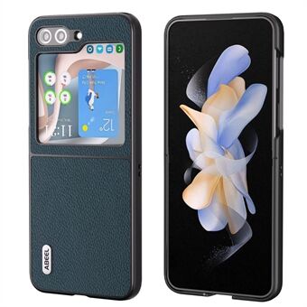 ABEEL för Samsung Galaxy Z Flip5 5G kohudsläder + hårt PC-skal Fin Litchi Texture Stötsäkert telefonfodral