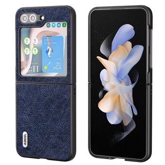 ABEEL För Samsung Galaxy Z Flip5 5G Retro Litchi Texture Telefonfodral PU Läderbelagd PC Skyddsfodral