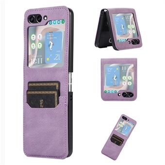 För Samsung Galaxy Z Flip5 5G Card Slot Telefonfodral Stötsäkert PU-läder PC-telefonskal