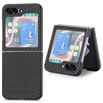 Carbon Fiber Texture PU-läder PC-fodral för Samsung Galaxy Z Flip5 5G Precise Cutouts Anti-Drop telefonfodral