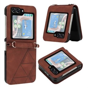 YB Imprinting Series-1 för Samsung Galaxy Z Flip5 5G PU-lädertelefonfodral med tryckt telefonskydd