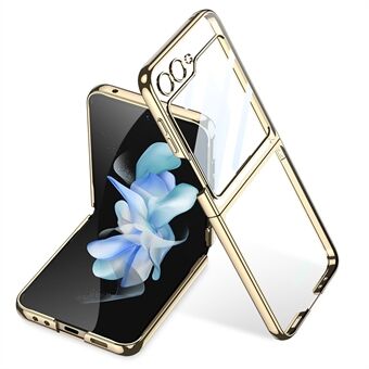 GKK för Samsung Galaxy Z Flip5 5G hopfällbart telefonfodral Skal Galvaniserad plasttelefonfodral med skärmfilm av härdat glas