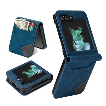 För Samsung Galaxy Z Flip5 5G telefonfodral PU Leather Lines Imprinted Card Slot Cover