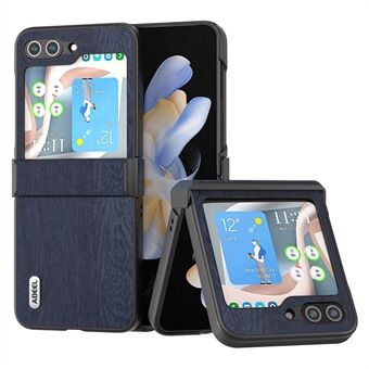 ABEEL Wood Texture telefonfodral för Samsung Galaxy Z Flip5 5G, gångjärnsskydd PU-läderbelagt PC-fodral
