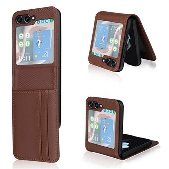 För Samsung Galaxy Z Flip5 5G Korthållare Telefonfodral Kolfiber Texture PU Läder Telefonskal