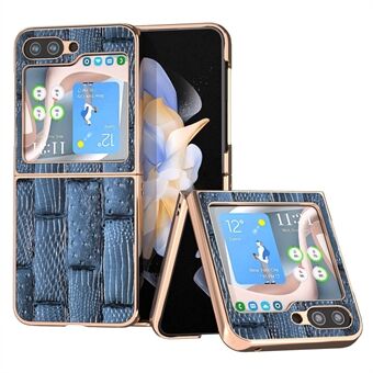 För Samsung Galaxy Z Flip5 5G Mahjong Texture Elektroplering Telefonskydd Äkta koläderbelagt PC-bakfodral