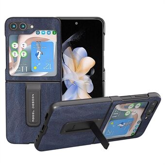 ABEEL För Samsung Galaxy Z Flip5 5G Kohud Texture Telefonfodral PU Läderbelagd PC Kickstand Cover