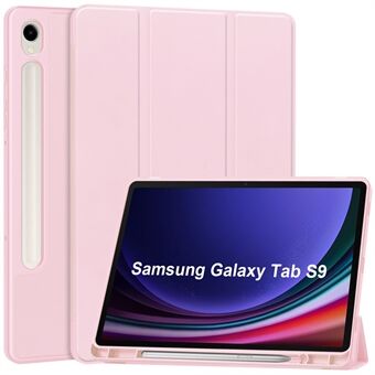 Tri-fold Ställfodral för Samsung Galaxy Tab S9, PU Läder Auto Wake / Sleep Surfplatta Överdrag med Pennfack