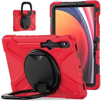 För Samsung Galaxy Tab S9 / S8 / S7 Hårt PC+Mjukt Silikonfodral Med Roterbart Stödben Stöttåligt Skydd för Surfplatta