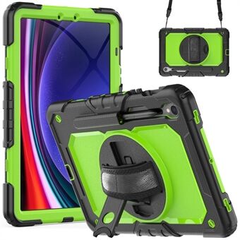För Samsung Galaxy Tab S9 (X710 / X716B / X718U) PC+Silikon Kickstand-fodral Anti-Drop Täckning för surfplatta med PET-skärmsfilm