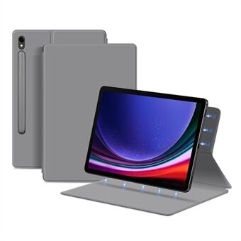 För Samsung Galaxy Tab S9 Magnetisk Tablettfodral i konstläder som står upp och skyddar mot fall.
