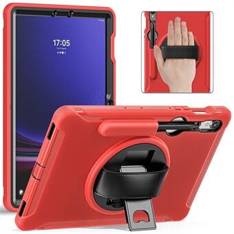 För Samsung Galaxy Tab S7 T870 / S8 X700 / S9 X710-fodral PC+TPU med stativ för surfplatta och pennfack.