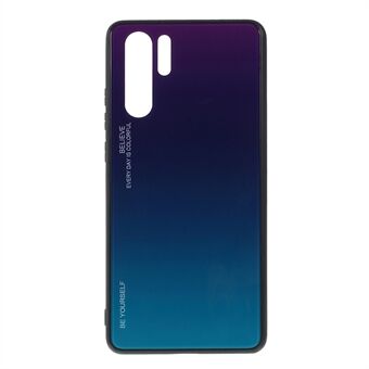 För Huawei P30 Pro Gradient Color Glass + PC + TPU Hybridfodral