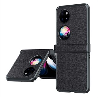 För Huawei P50 Pocket / Pocket S Litchi Textured Yta Metallram Vikbart telefonfodral med flexibelt gångjärn