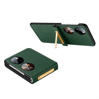 SULADA för Huawei P50 Pocket Kickstand Anti- Scratch Folding Case PU Läderbelagd PC Shock Absorption Telefonskydd