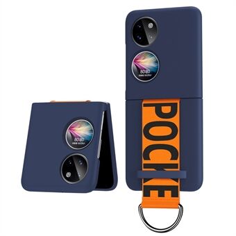 För Huawei P50 Pocket Gummifodral Handledsrem Hårt PC-skyddande telefonfodral