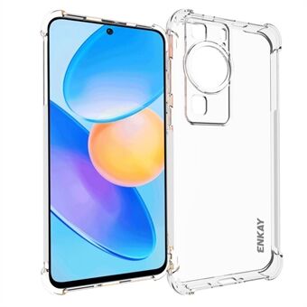 ENKAY HAT Prince för Huawei P60 Fallsäkert genomskinligt TPU-telefonfodral Transparent telefonfodral med anti-halk Edge