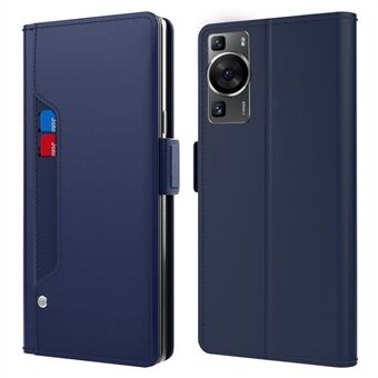 För Huawei P60 telefonfodral med spegelkorthållare PU- Stand telefonfodral