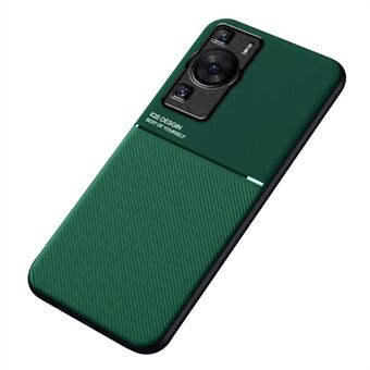 För Huawei P60 Lines Imprinted Anti-Drop Phone Cover PU-läder+TPU-fodral