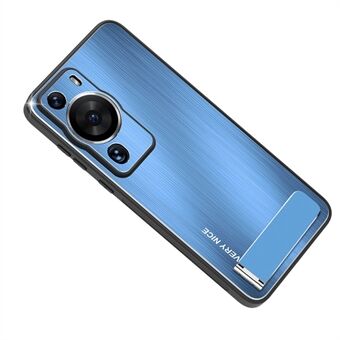 För Huawei P60 Kickstand Borstad telefonfodral Stötsäker aluminiumlegering TPU ramskydd