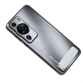 För Huawei P60 Pro aluminiumlegering TPU ram Fallskyddsfodral Kickstand Borstad telefonskal