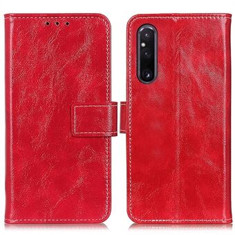 Telefonfodral i läder för Sony Xperia 1 V , Retro Crazy Horse Texture Stand Magnetic Wallet Phone Cover Shell