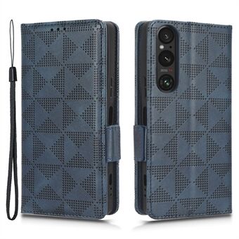 För Sony Xperia 1 V Mobilfodral Stand Plånbok med tryckt triangel PU-läderfodral