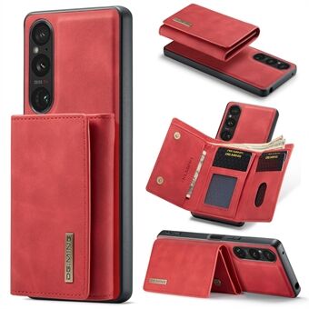 DG.MING M1-serien för Sony Xperia 1 V magnetiskt plånboksfodral Anti-Drop Kickstand PC+TPU+PU telefonfodral
