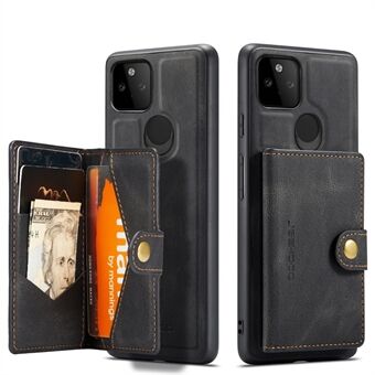 JEEHOOD Magnetiskt spänne plånbok Design Avtagbart 2-i-1 läderbelagd TPU-telefonfodral för Google Pixel 5a 5G.
