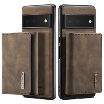 DG.MING M1-serien avtagbar 2-i-1 design, magnetiskt absorberande plånboksfodral + PU-läderklädd mobilfodral med ställ för Google Pixel 6 Pro.