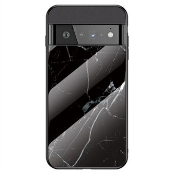 För Google Pixel 7 Pro Marmormönstrad skyddande mobilskal i härdat glas + PC + TPU stöttålig skal