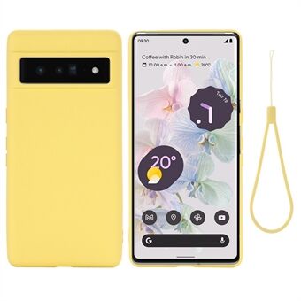För Google Pixel 7 Liquid Silicone Case Mjuk mikrofiberfodring Repsäker Tillpassade utskärningar Skal med rem.