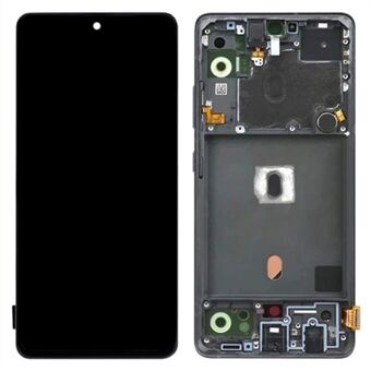 För Samsung Galaxy A51 5G SM-A516 OEM Grade S AMOLED-skärm och digitaliseringsenhet + ramdel (utan logotyp) - Svart