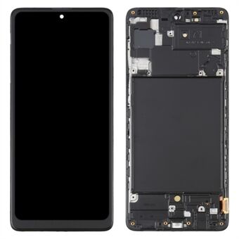 För Samsung Galaxy A71 4G SM-A715 Grade C 6,7" OLED-skärm och digitaliseringsenhet + ram (utan logotyp) - Svart